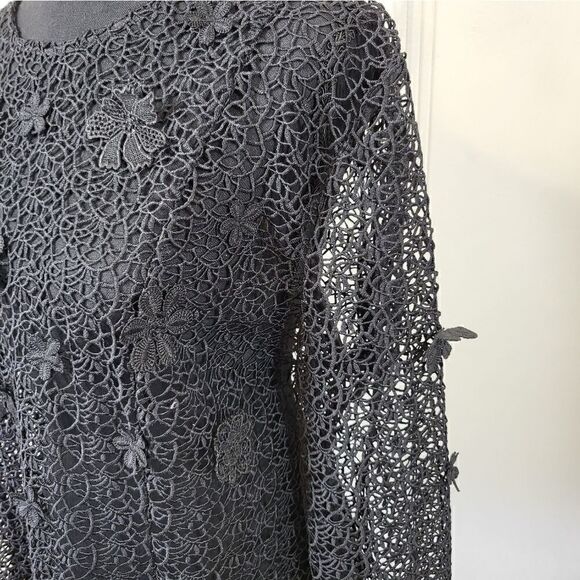 WHY DRESS Black Lace Top With Flowers - Picture 13 of 14